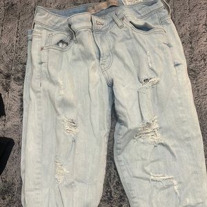 Ripped straight leg jeans